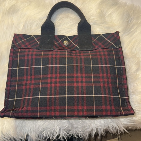 PRE LOVED BURBERRY NOVA CHECK BLUE LABEL HAND BAG NYLON RED AUTH GUC with COA - Picture 6 of 9